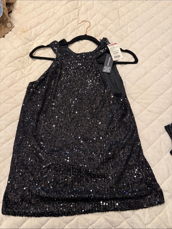 Cable & Gauge Tops - Cable & Gauge Black Sequin Halter Tank Top